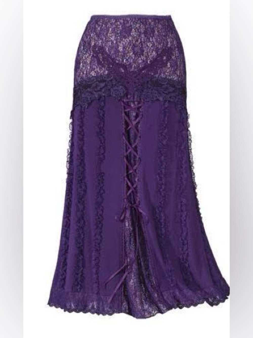 The Pyramid Collection Purple Lace & Ribbon Corset Skirt Size XL